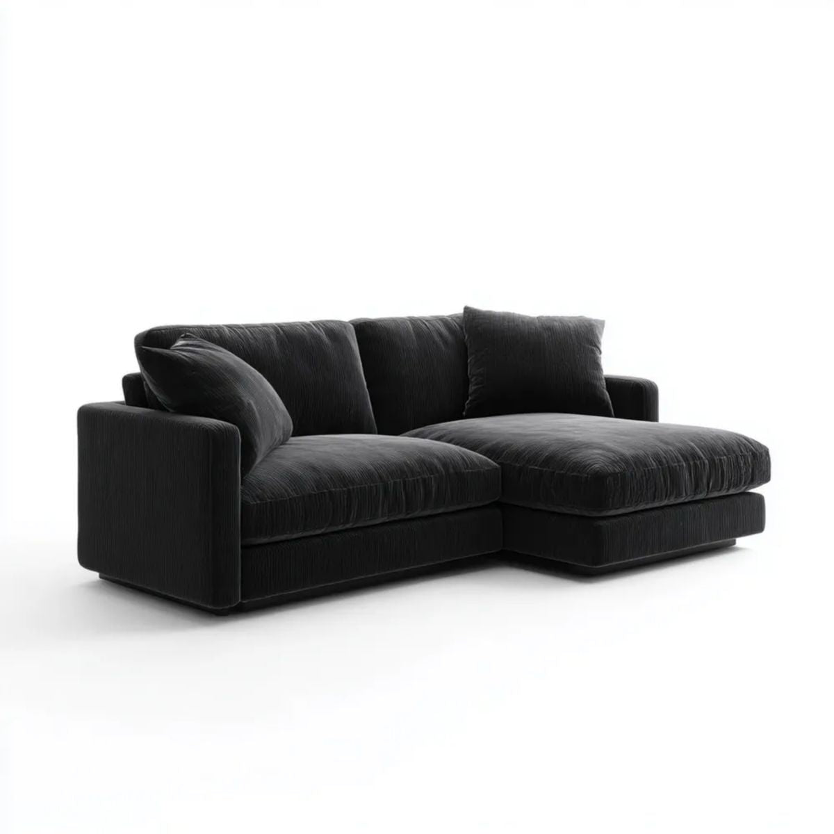 Sofa, Odwracalna 3-osobowa czarny sofa w poliestrze nawilżona Belivelvet 250 x 165 x 85 cm