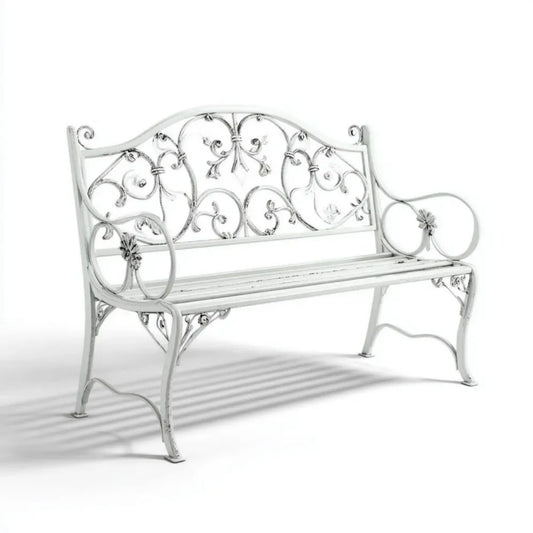 Ławka ogrodowa, 2-osobowa czarny ławka w stalowej 124 x 57 x 93 cm z oparciem otworowym