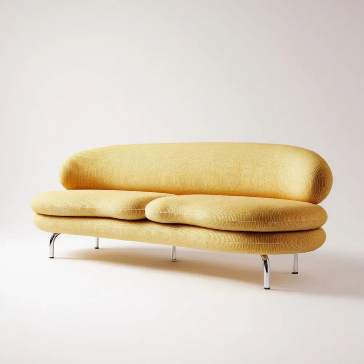 Sofa, 3-osobowa z żółtą sofą w wiórowatej meblarni, 220 x 92 x 78 cm, zakrzywiony Wzornictwo