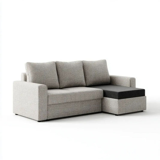 Sofa, 3-osobowa sofa w kolorze czarnym i szarym poliester z distrist meridian, 220 x 145 x 85 cm