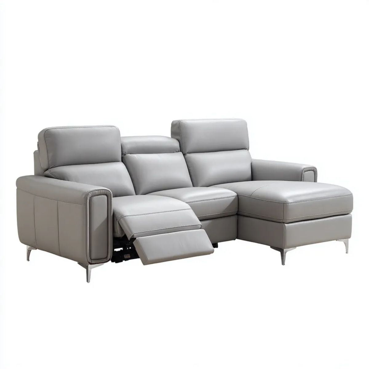 Sofa, Elektryczne relaksujące sofa balonowa 3 brązowy skóra poliuretanowa 245 x 160 x 100 cm