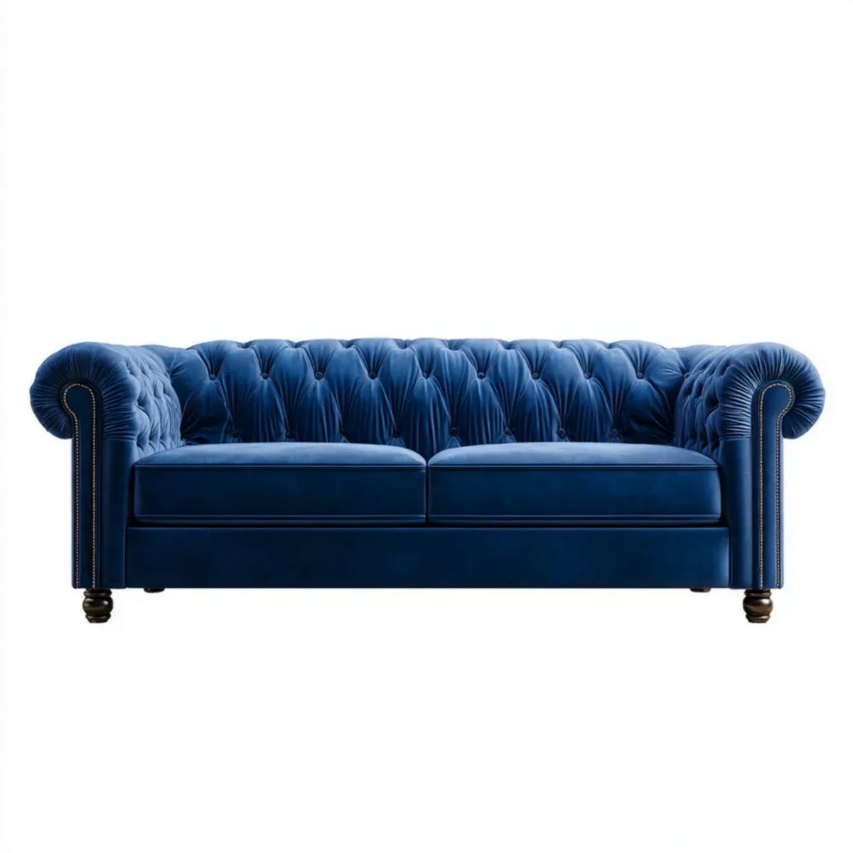 Sofa, 3-osobowa sofa capitated navy Niebieski poliester behavelvet, 220 x 90 x 80 cm
