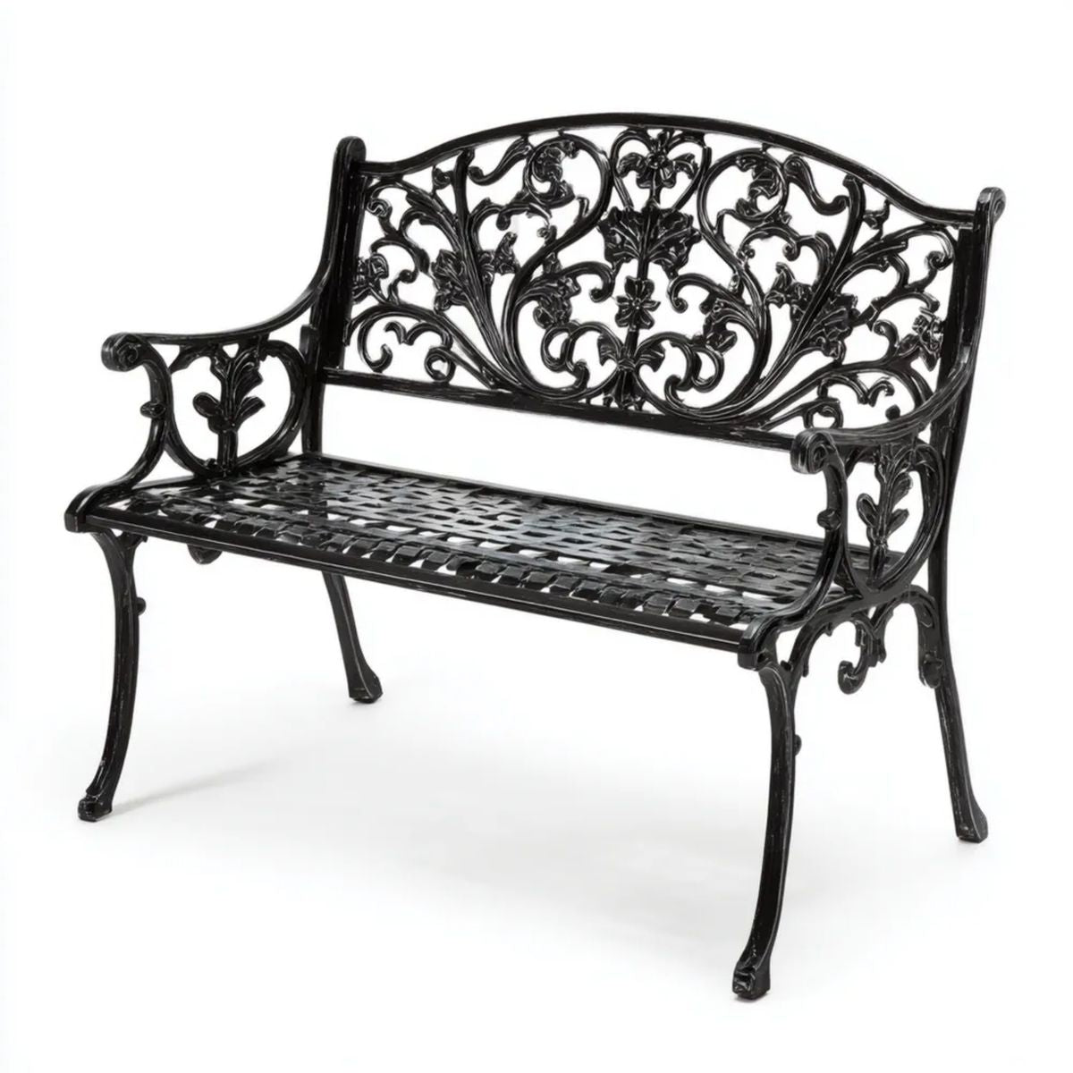Ławka ogrodowa, Ogród Ławka 2 czarny Aluminium Ławka 100 x 54 x 80 cm z powrotem do pracy